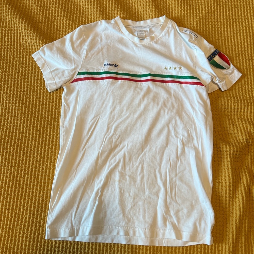 Adidas ITALIA Tee with Red, Green, and Black Stripes